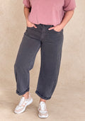 High-Waist Jeans Grau