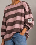 Oversize Pullover Streifen Rosé