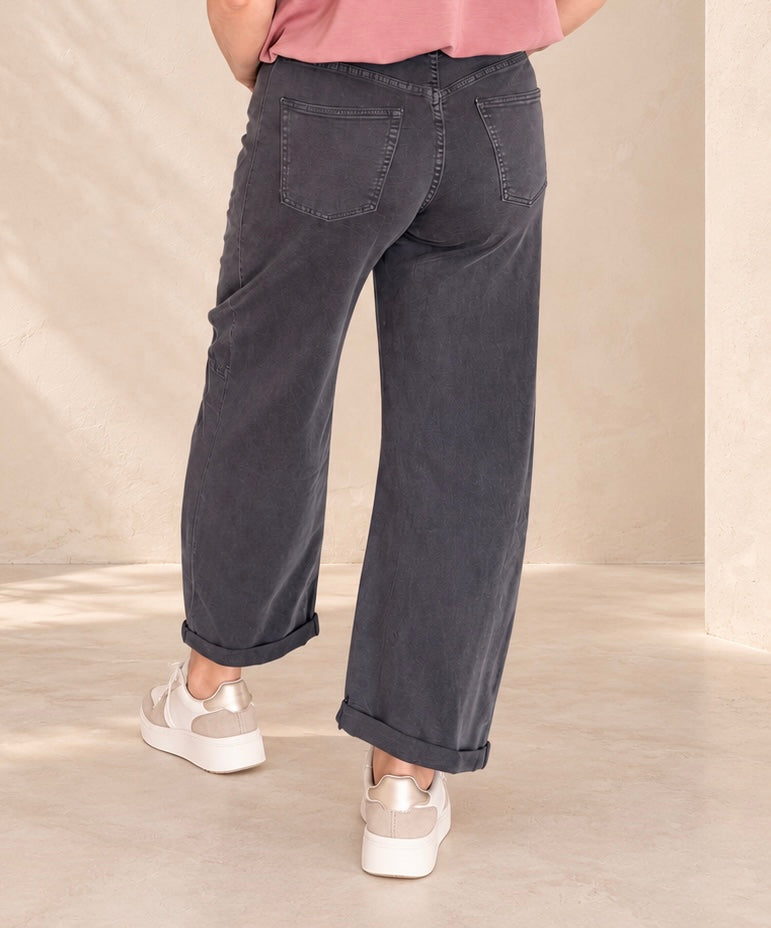High-Waist Jeans Grau