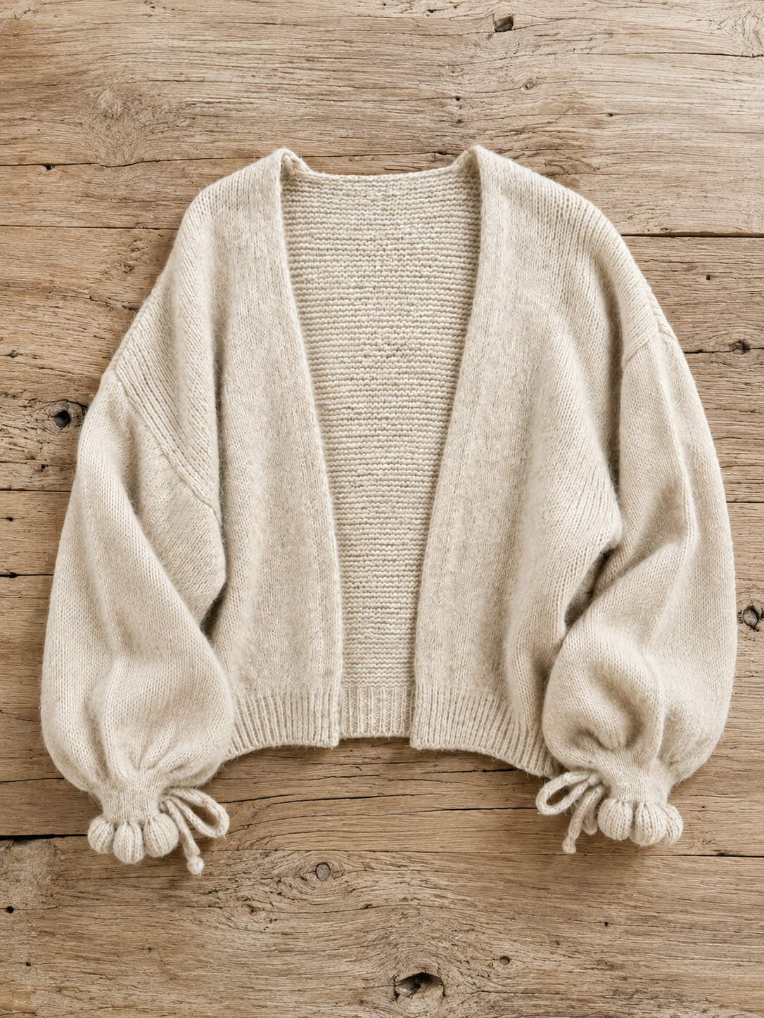 Kuschel Cardigan Schleife Creme