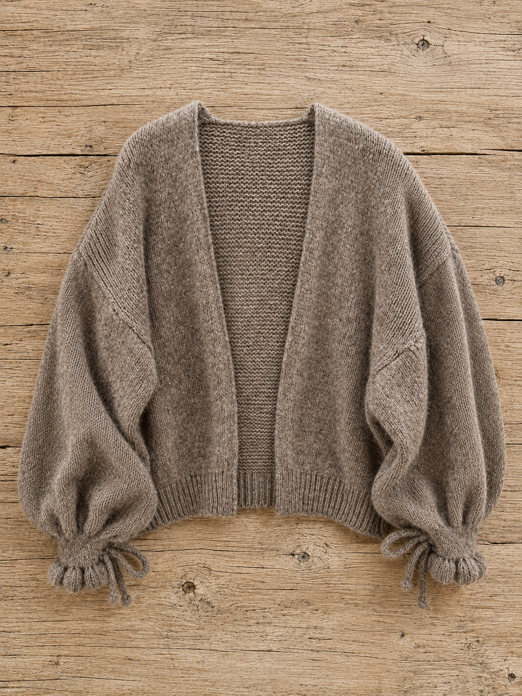 Kuschel Cardigan Schleife Taupe