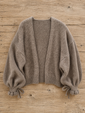 Kuschel Cardigan Schleife Taupe