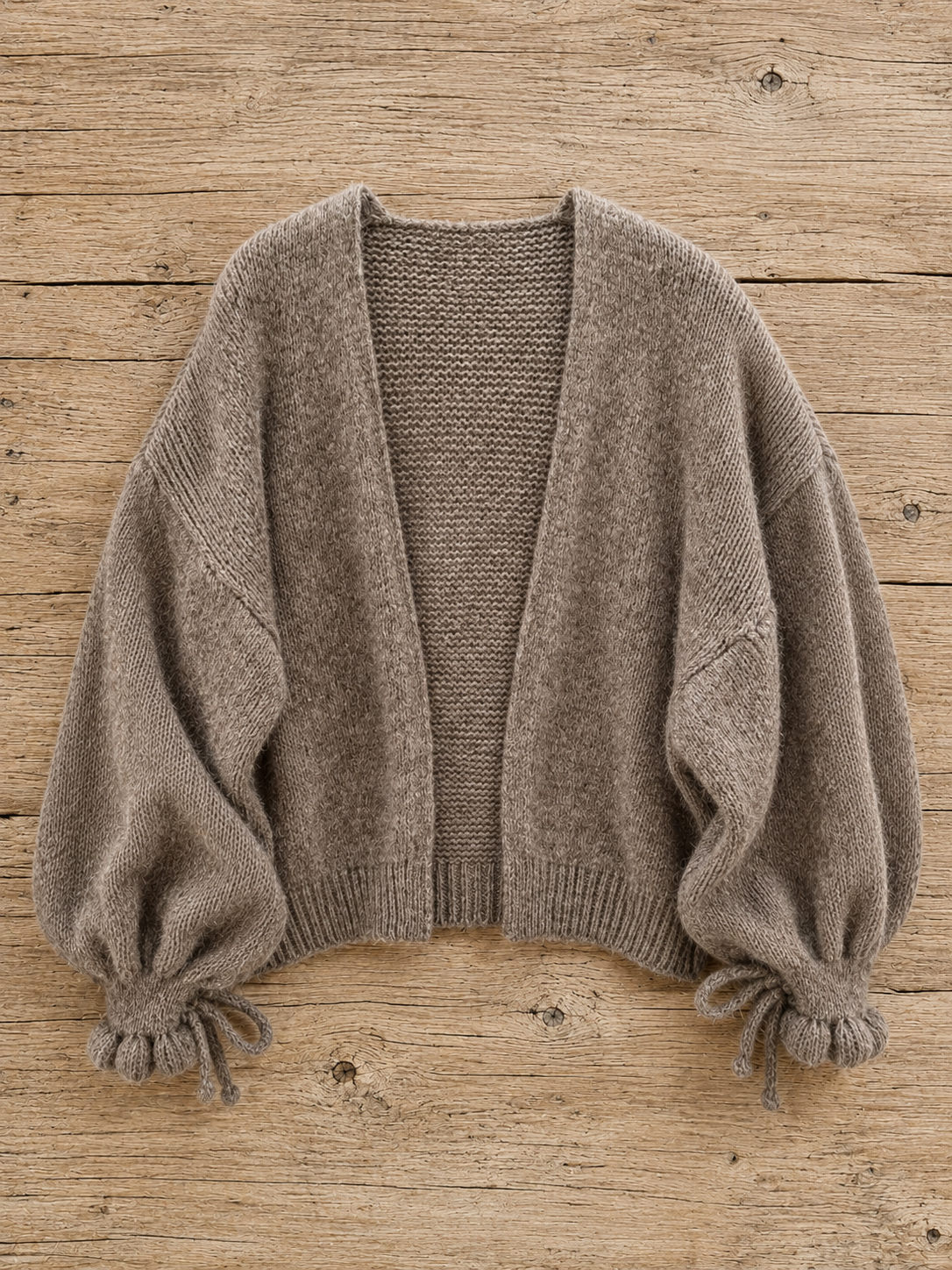 Kuschel Cardigan Schleife Taupe