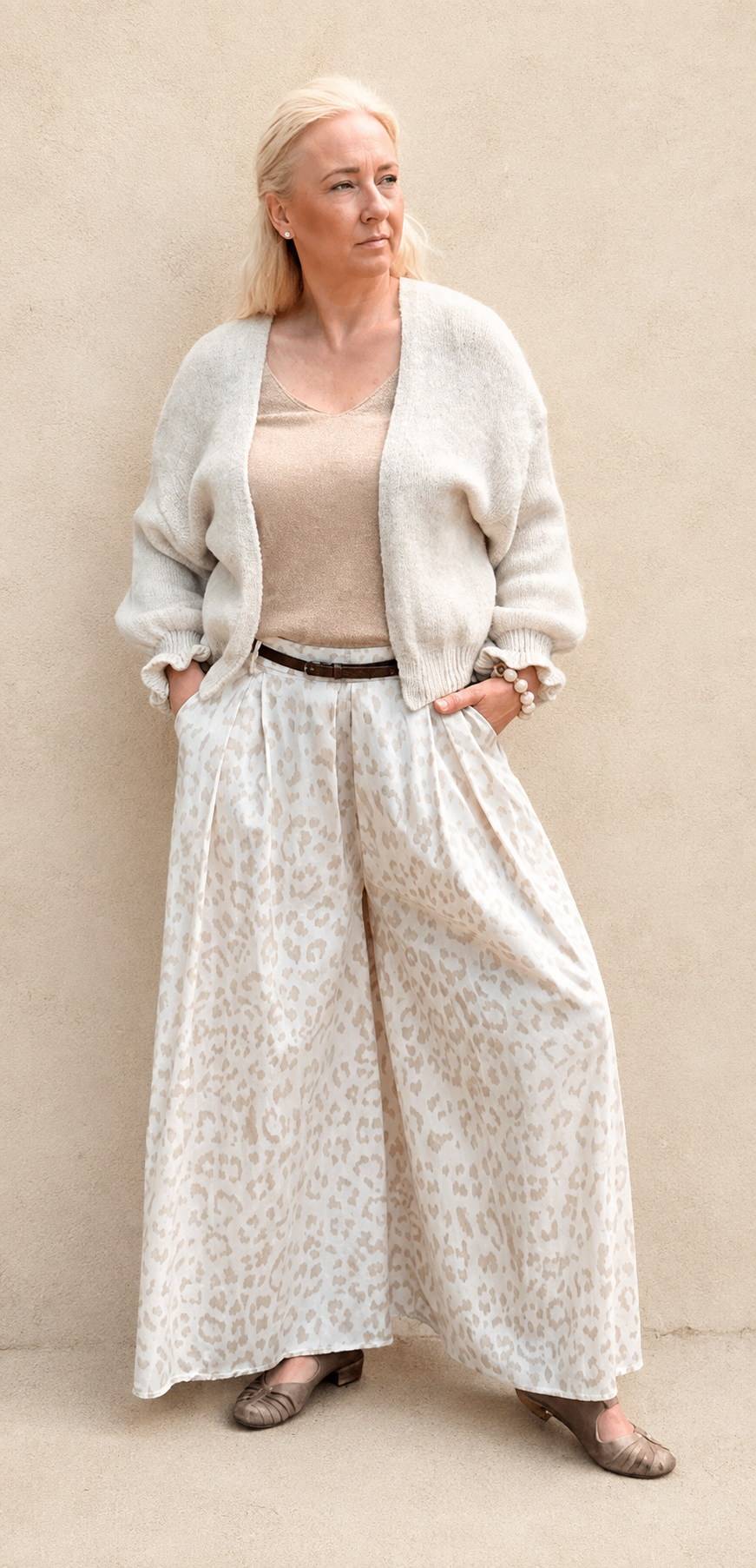 Kuschel Cardigan Schleife Creme