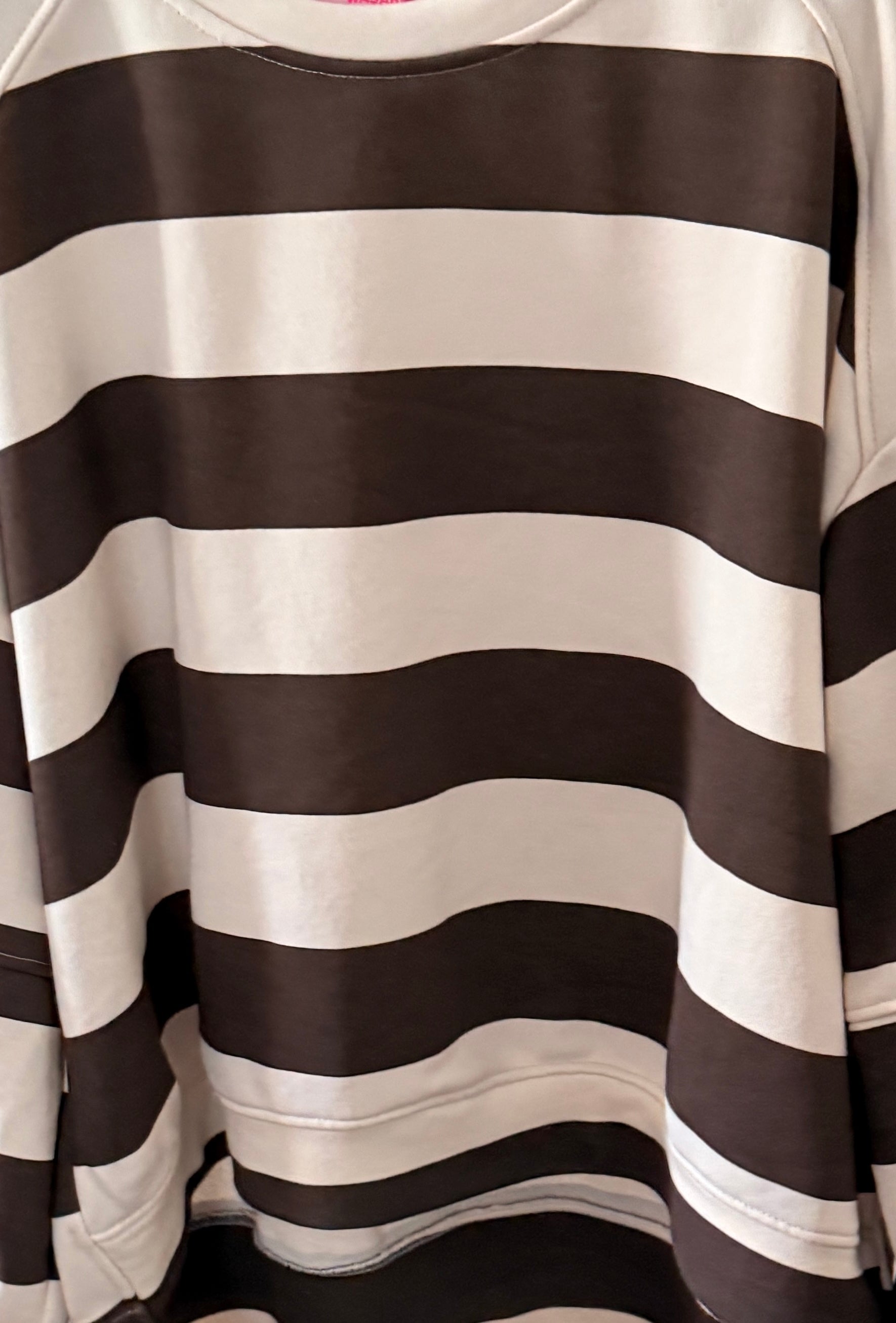 Oversize Pullover Streifen Beige