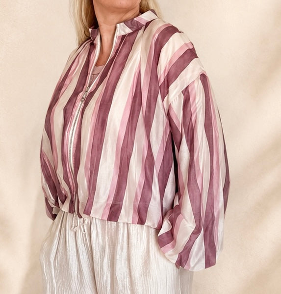 Gestreifte Blousonjacke Altrosé