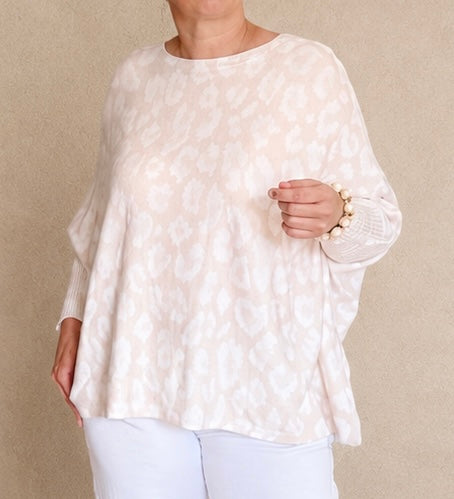 Feinstrickpulli Leopard Creme