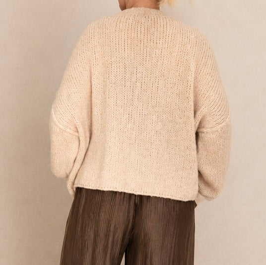 Cardigan Glanzknopf Beige