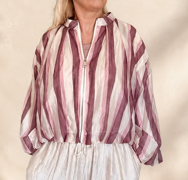 Gestreifte Blousonjacke Altrosé