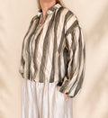 Gestreifte Blousonjacke Salbei