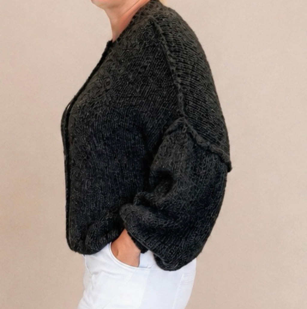 Cardigan Glanzknopf Anthrazit