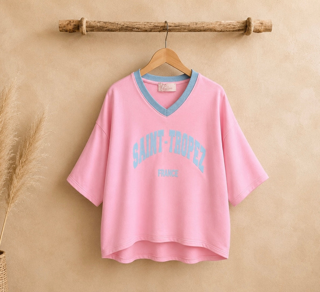 Kurzarmshirt Saint-Tropez Rosa