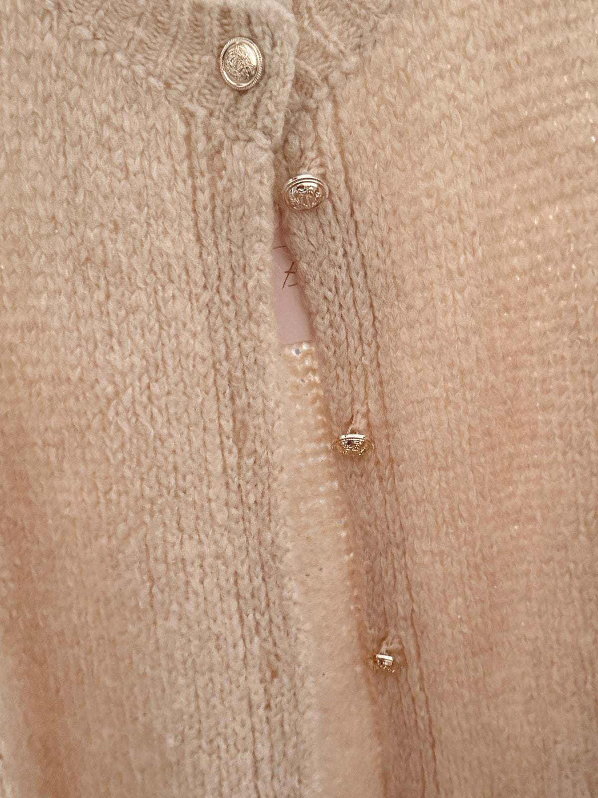 Cardigan Glanzknopf Beige