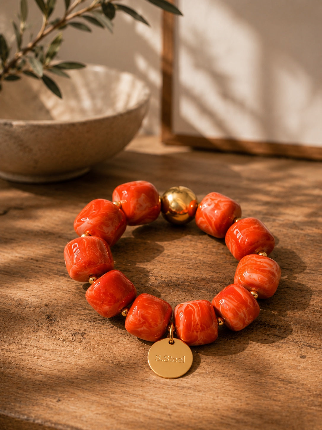 Armband Würfelperle orange