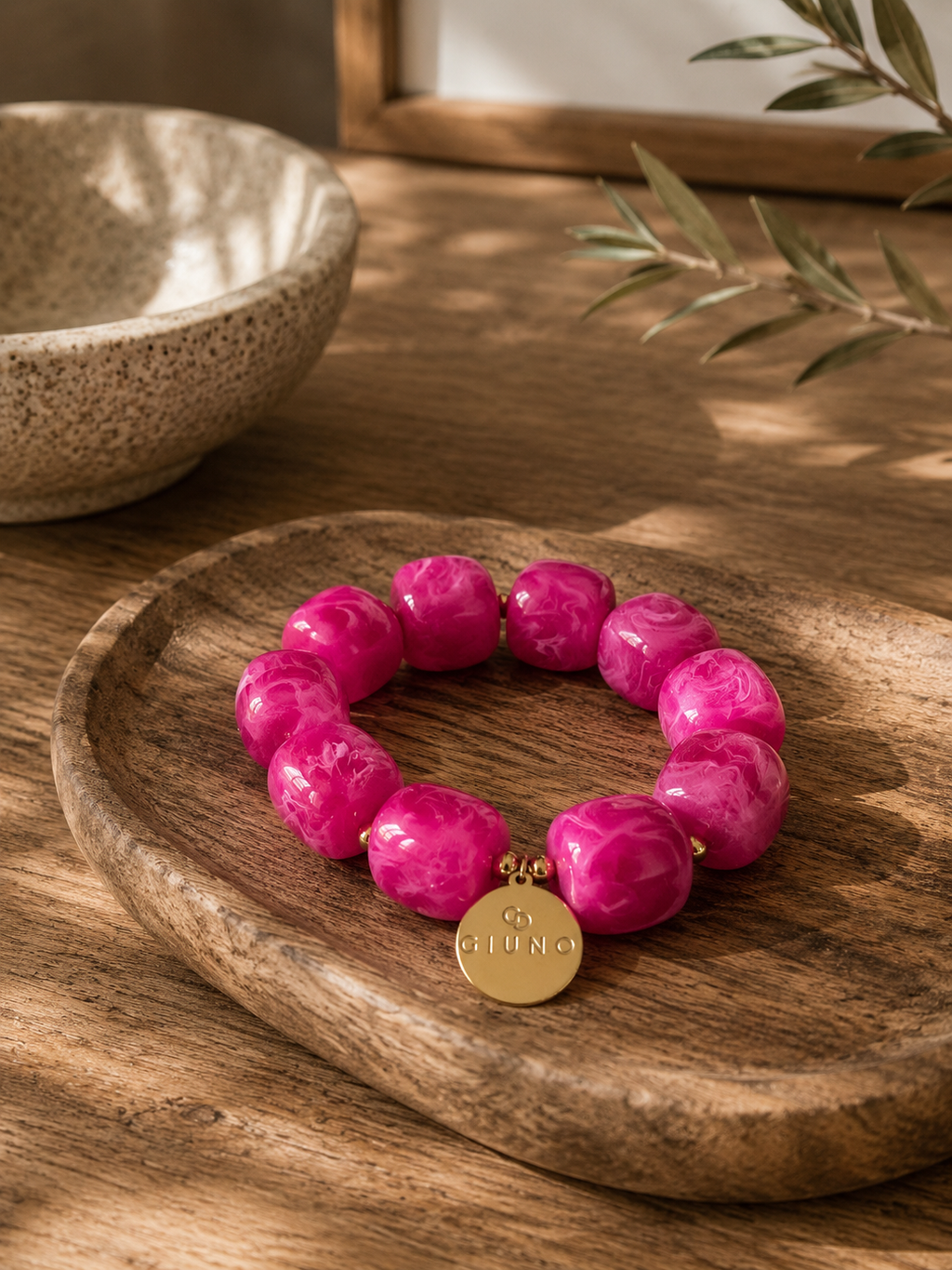 Armband Würfelperle pink