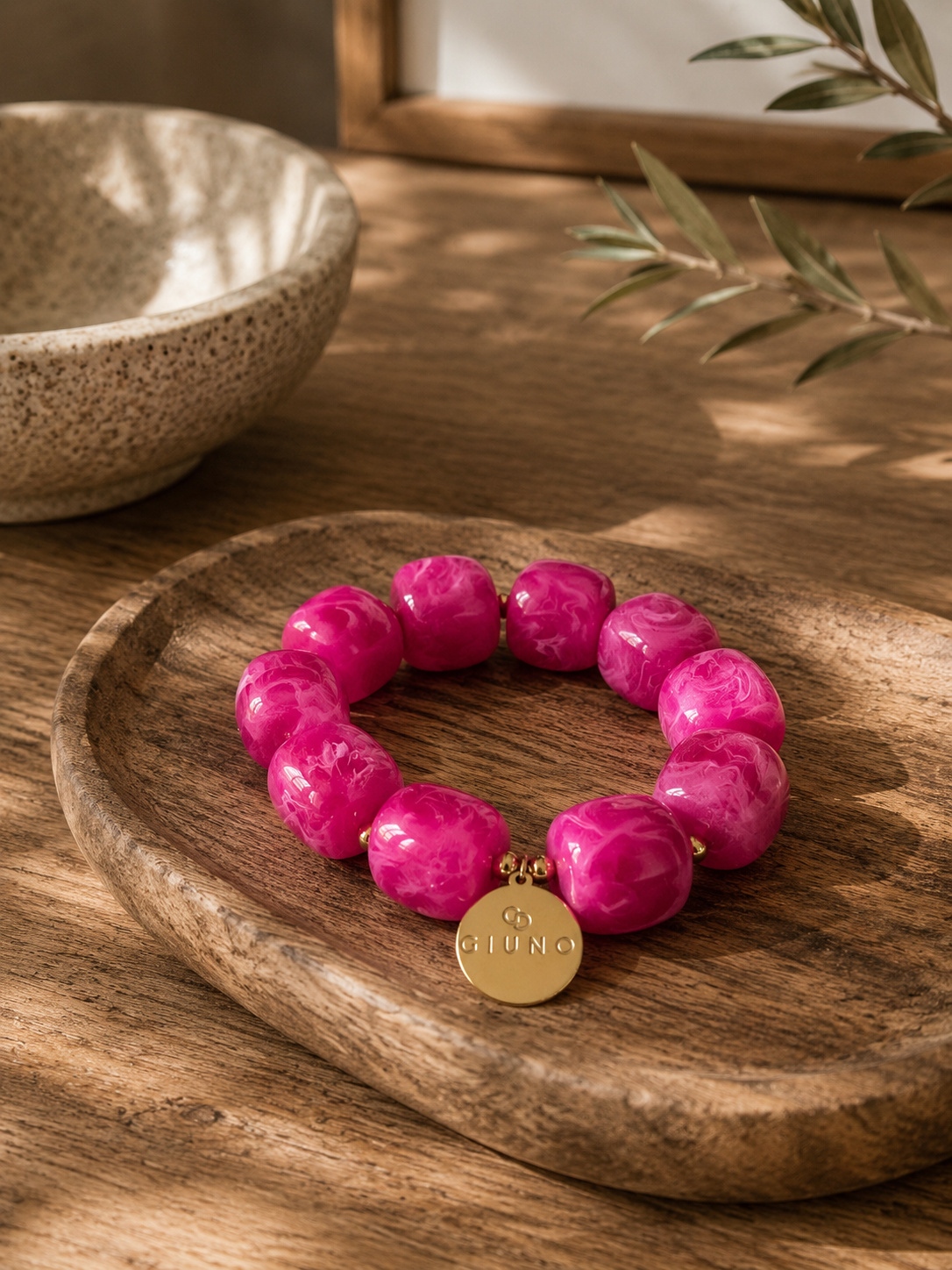 Armband Würfelperle pink