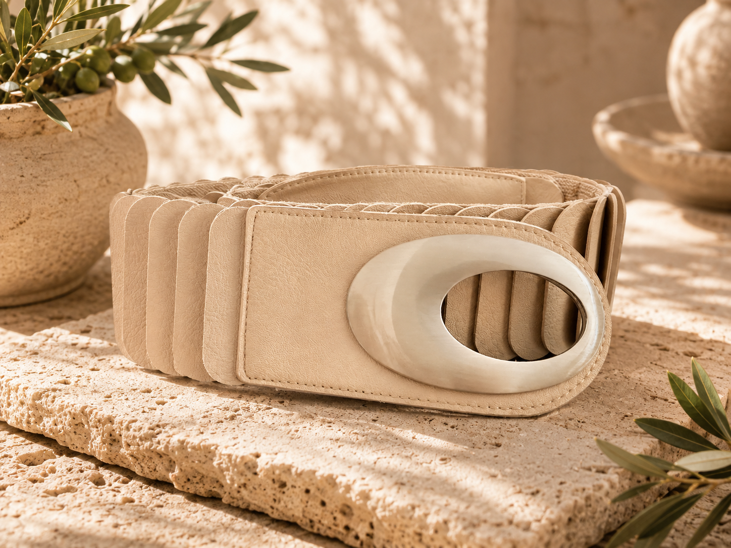 Stretchgürtel beige 83 cm