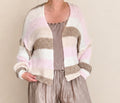 Cardigan gestreift Creme Rosa