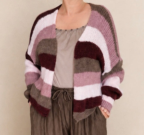 Cardigan gestreift flieder