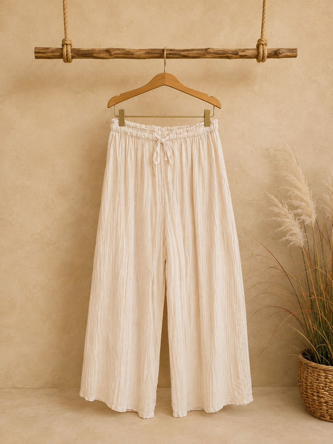 Musselin Sommerhose Cremebeige