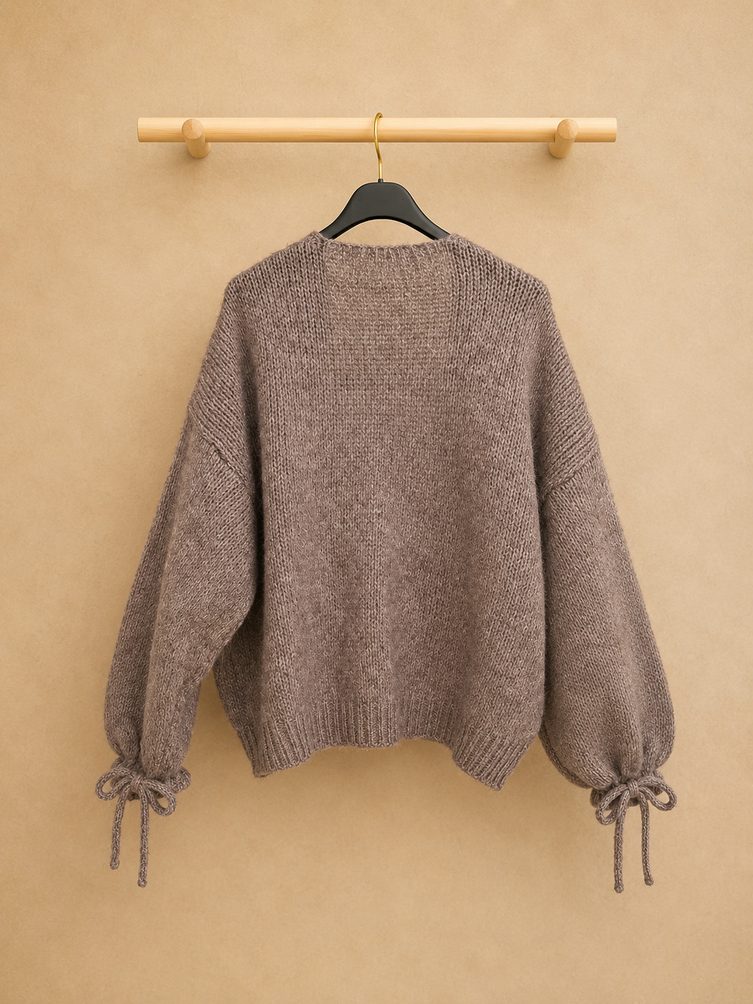 Kuschel Cardigan Schleife Taupe