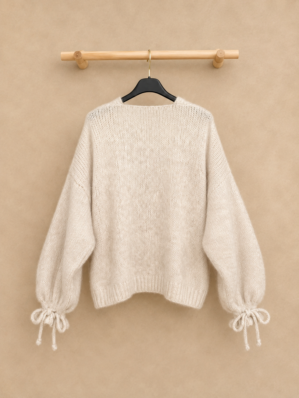 Kuschel Cardigan Schleife Creme