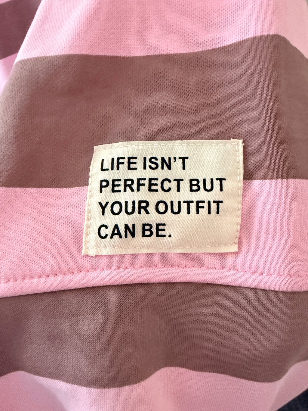 Oversize Pullover Streifen Rosé