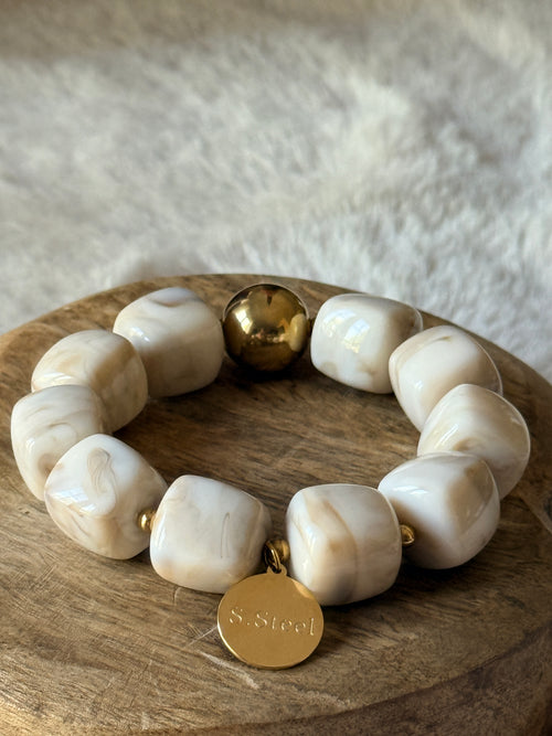 Armband Würfelperle creme