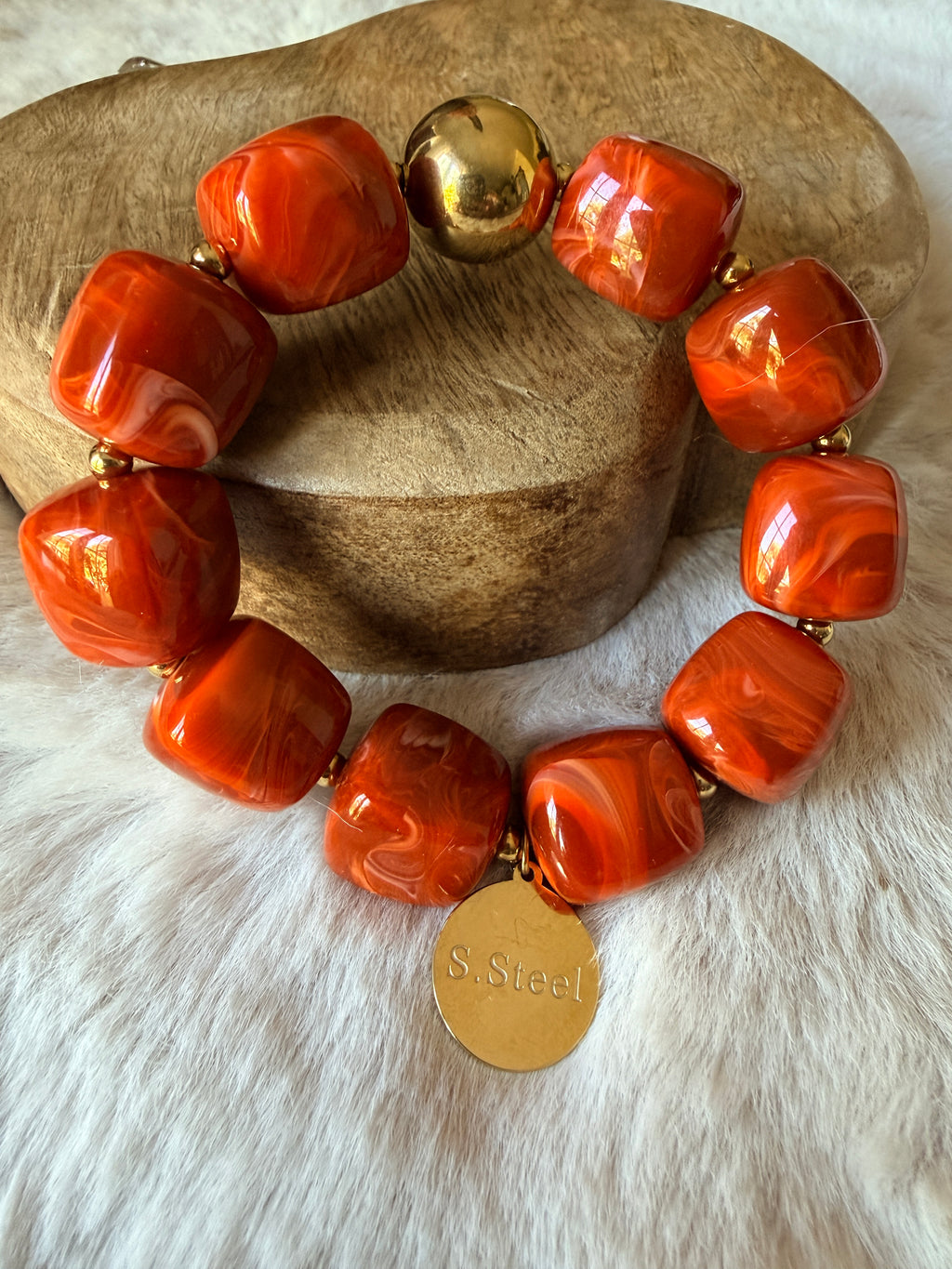 Armband Würfelperle orange